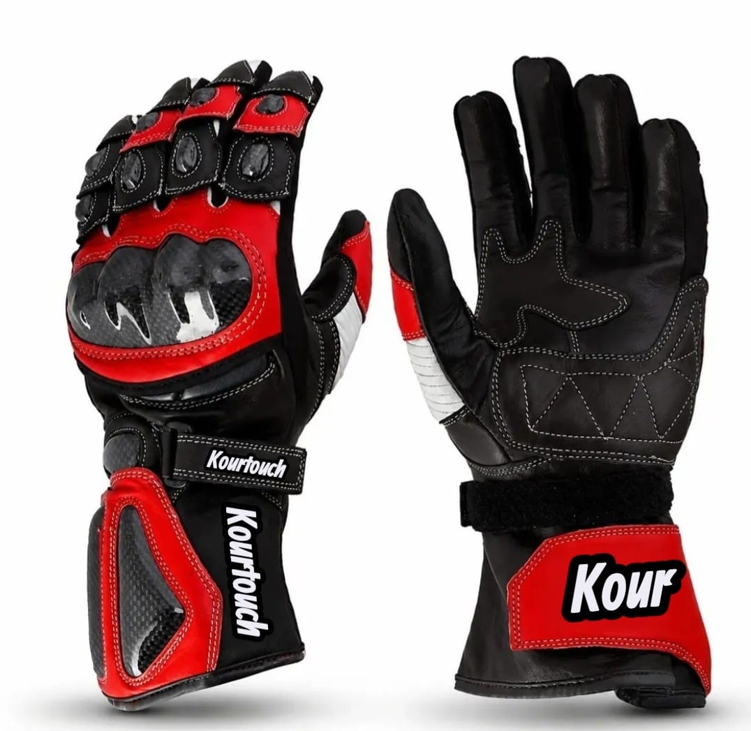 Red and Black Racing Motorbike Gloves